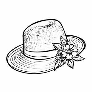 Сламена шапка * Картинка за оцветяване