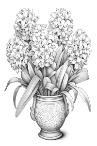 Page de coloriage imprimable de jacinthes * Fleurs dans un vase