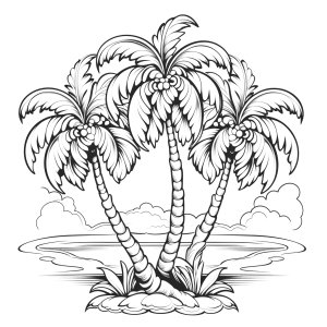 Лятна картинка за оцветяване * Палми