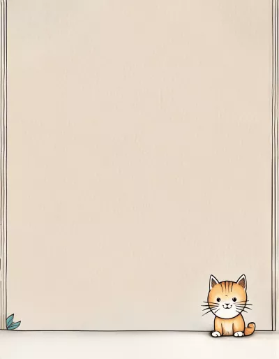 Цветна страница за писане с котенце * Без редове