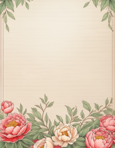 Flower Framed Flower Writing Page * Peonies