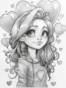 Рисунка на красиво усмихнато момиче * За оцветяване