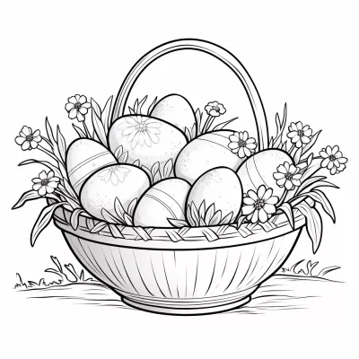 Картинка за оцветяване на Кошница с Великденски яйца