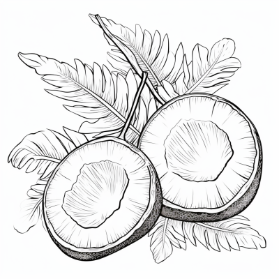 Página para Colorear de un Coco Abierto