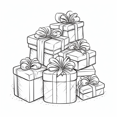 Printable Coloring Page of Christmas Gifts