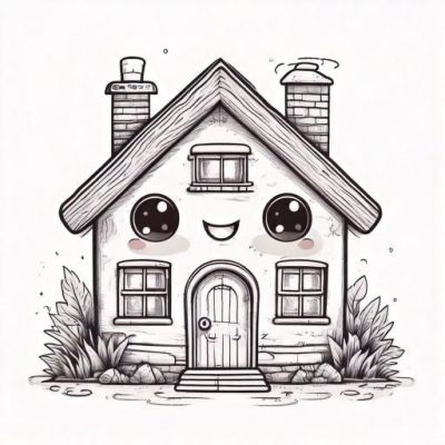 Pagina da Colorare Stampabile di una Casa