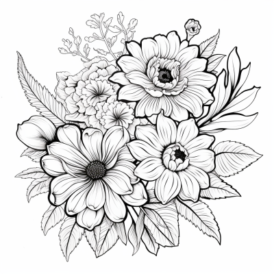 Página para colorear de hermosas flores