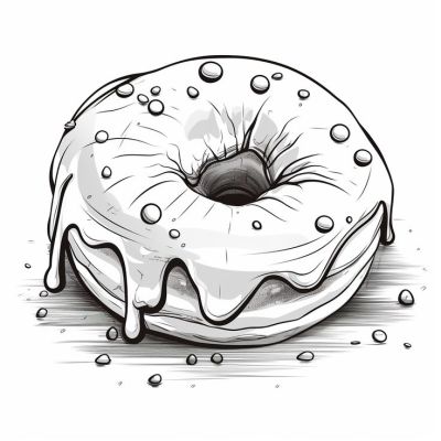 Page de coloriage imprimable d’un délicieux beignet avec glaçage