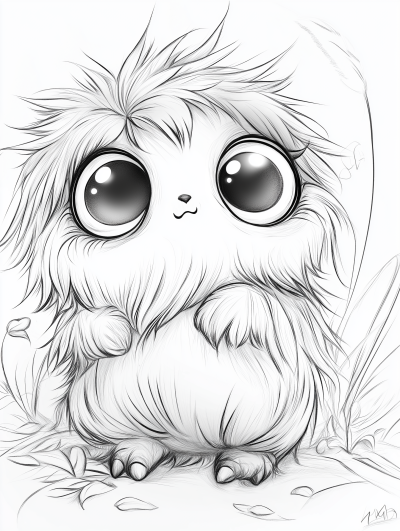 Página para Colorear de un Monstruo Adorable