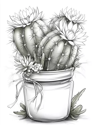 Картинка за оцветяване на кактус в буркан