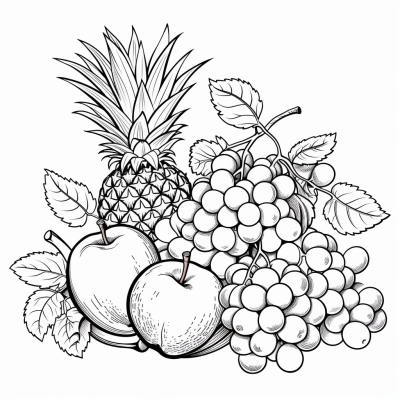 Página para Colorear Imprimible de Frutas