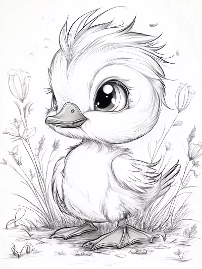 Картинка за оцветяване на бебе патенце