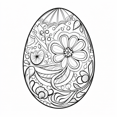 Page de coloriage d’un œuf de Pâques avec des motifs colorés