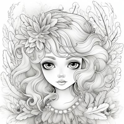 Картинка за оцветяване на момиче с пера