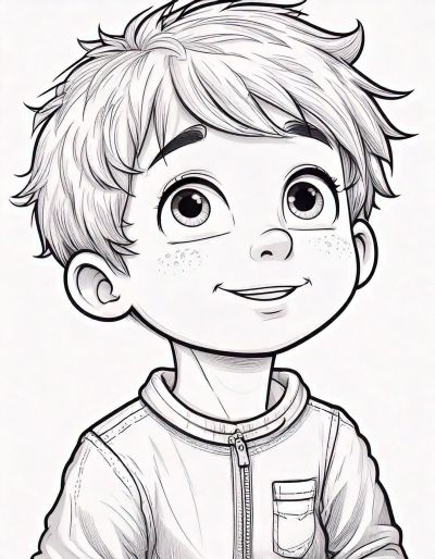 Page de coloriage imprimable de Petit Garçon Heureux