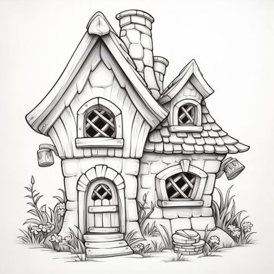 Картинка за оцветяване на 3D Къща