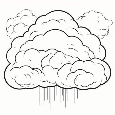 Page de Coloriage Imprimable de Nuage Pluvieux