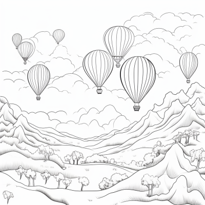 Раскраска Воздушные Шары в Небе