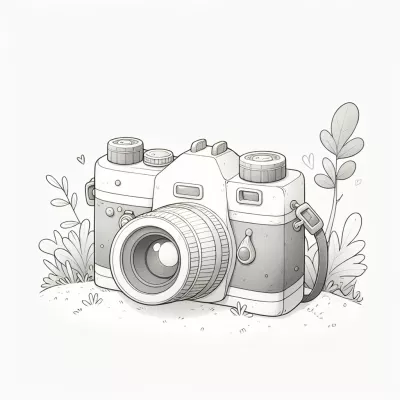 Картинка за принтиране и оцветяване на фотоапарат