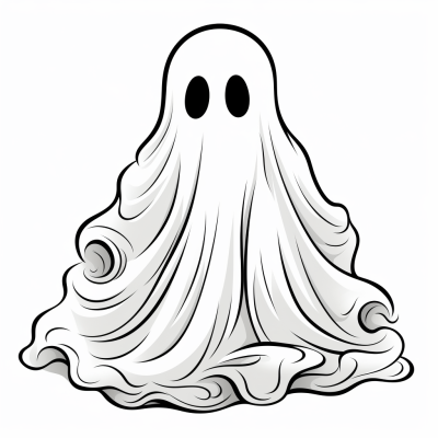 Printable Coloring Page of a Funny Ghost from a Sheet