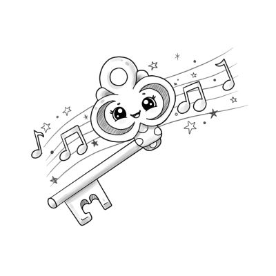 Page de coloriage imprimable de Clé musicale magique