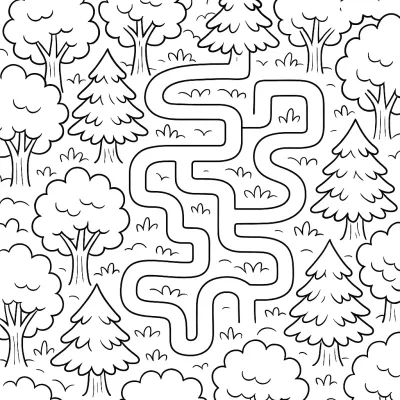 Горски лабиринт * Картинка за оцветяване за Деня на дървото