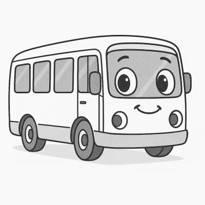 Cute Cartoon Bus – Smiling Vehicle Coloring Page