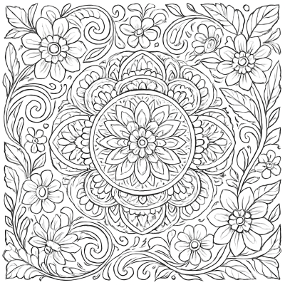 Jardin de Mandalas Floraux – Page à Colorier Imprimable pour le Calme et la Détente
