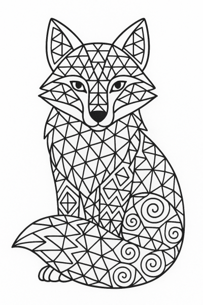 Page à colorier Renard géométrique – Animal artistique au style moderne
