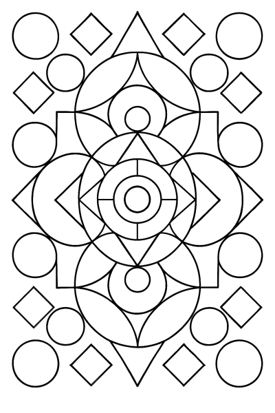 Page de coloriage Mandala de forme symétrique – Détendez-vous avec une géométrie rayonnante
