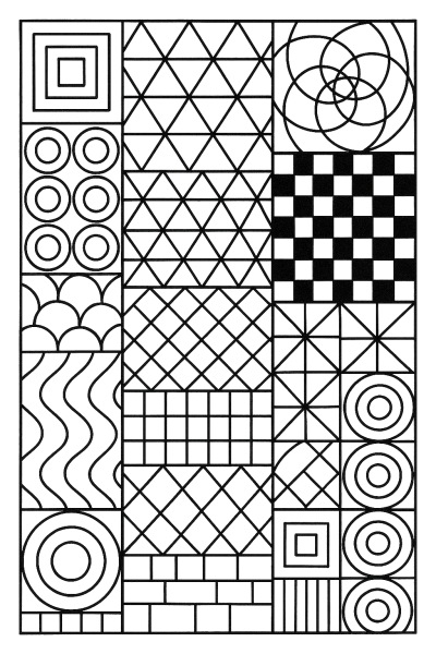 Page de coloriage de grille de formes – Motifs géométriques audacieux pour tous les âges