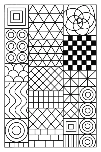 Страница за оцветяване с форми – Смели геометрични шарки за всички възрасти