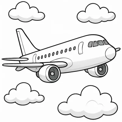 Airplane in the Sky * Printable Coloring Page