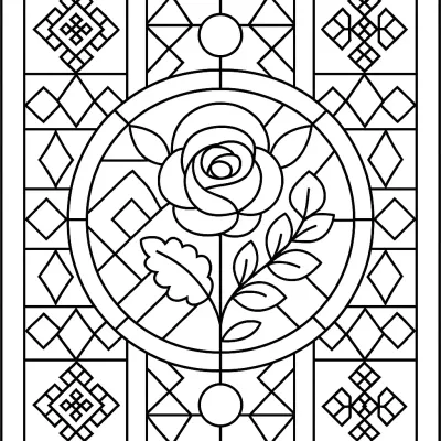 Стъклопис Роза за Оцветяване – Цветна Геометрия за Креативни Умове