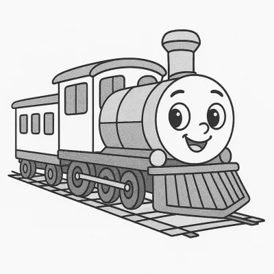 Cute Train with a Face – Fun Coloring Page for Kids