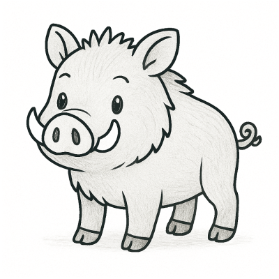 Рисунка на сладко диво прасенце за оцветяване