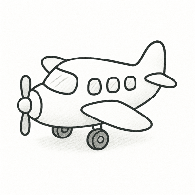 Рисунок самолета для печати и раскрашивания