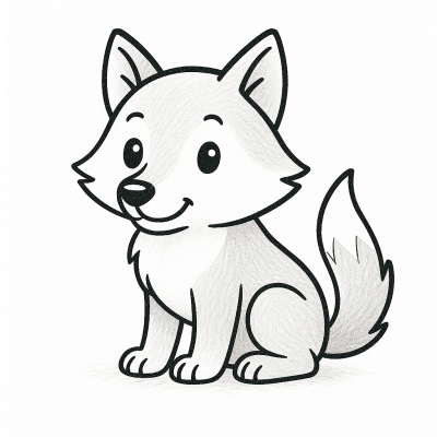 Рисунка на малко вълче за принтиране и оцветяване