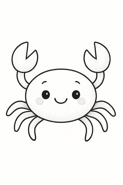 Сладък анимационен герой рак – рисунка за оцветяване