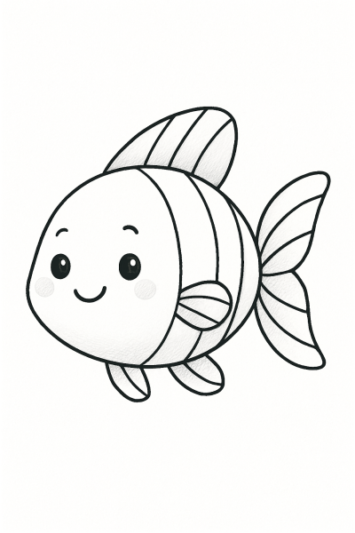 Сладка рисунка на рибка за принтиране и оцветяване