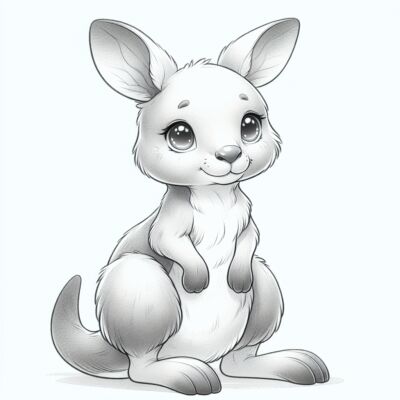 Рисунка на кенгуру за принтиране и оцветяване