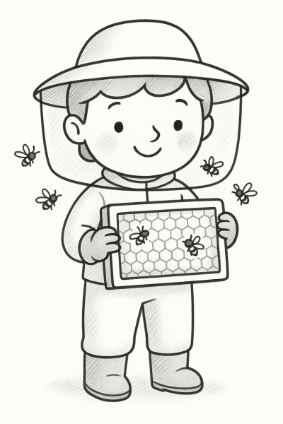 Млад пчелар – рисунка за принтиране и оцветяване
