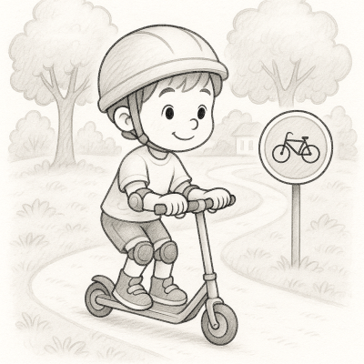Оцвети безопасното каране на тротинетка в парка – пътна безопасност за деца