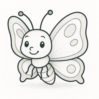 Рисунка на усмихната пеперуда за оцветяване