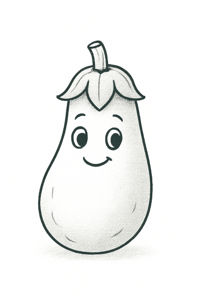 Забавен патладжан – рисунка за принтиране и оцветяване