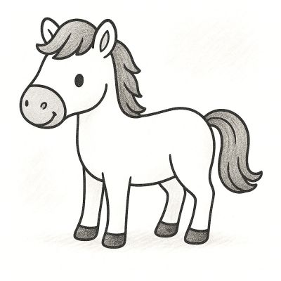 Рисунка на сладко конче за принтиране и оцветяване