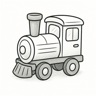 Рисунок паровоза для печати и раскрашивания