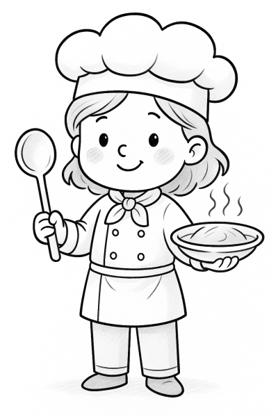 Очарователна готвачка – рисунка за оцветяване и принтиране