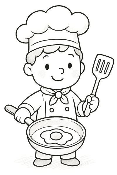 Веселият шеф готвач – рисунка за принтиране и оцветяване