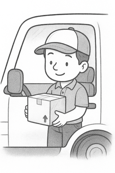 Рисунка на доставчик с пакет за принтиране и оцветяване